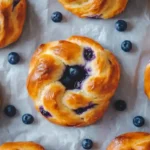 blueberry fluffy cottage cheese cloud bread on parchment