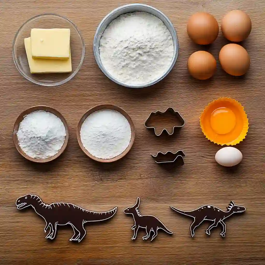 cookies dino ingredients on table