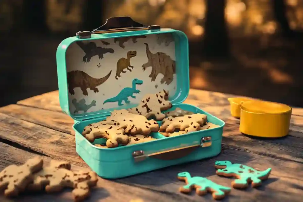 cookies dino on picnic table