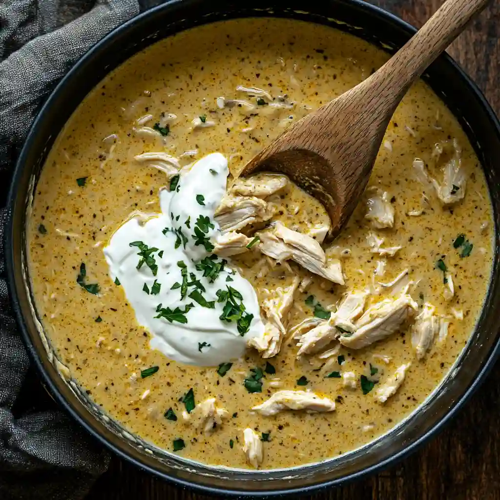 Mixing the creamy chicken filling