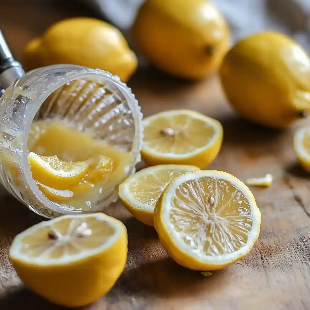 Fresh lemon being juiced for pickle lemonade