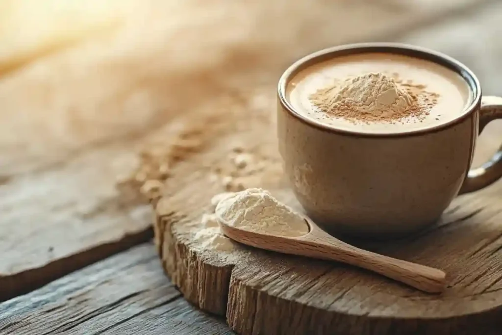 protein coffee recipe in ceramic mug